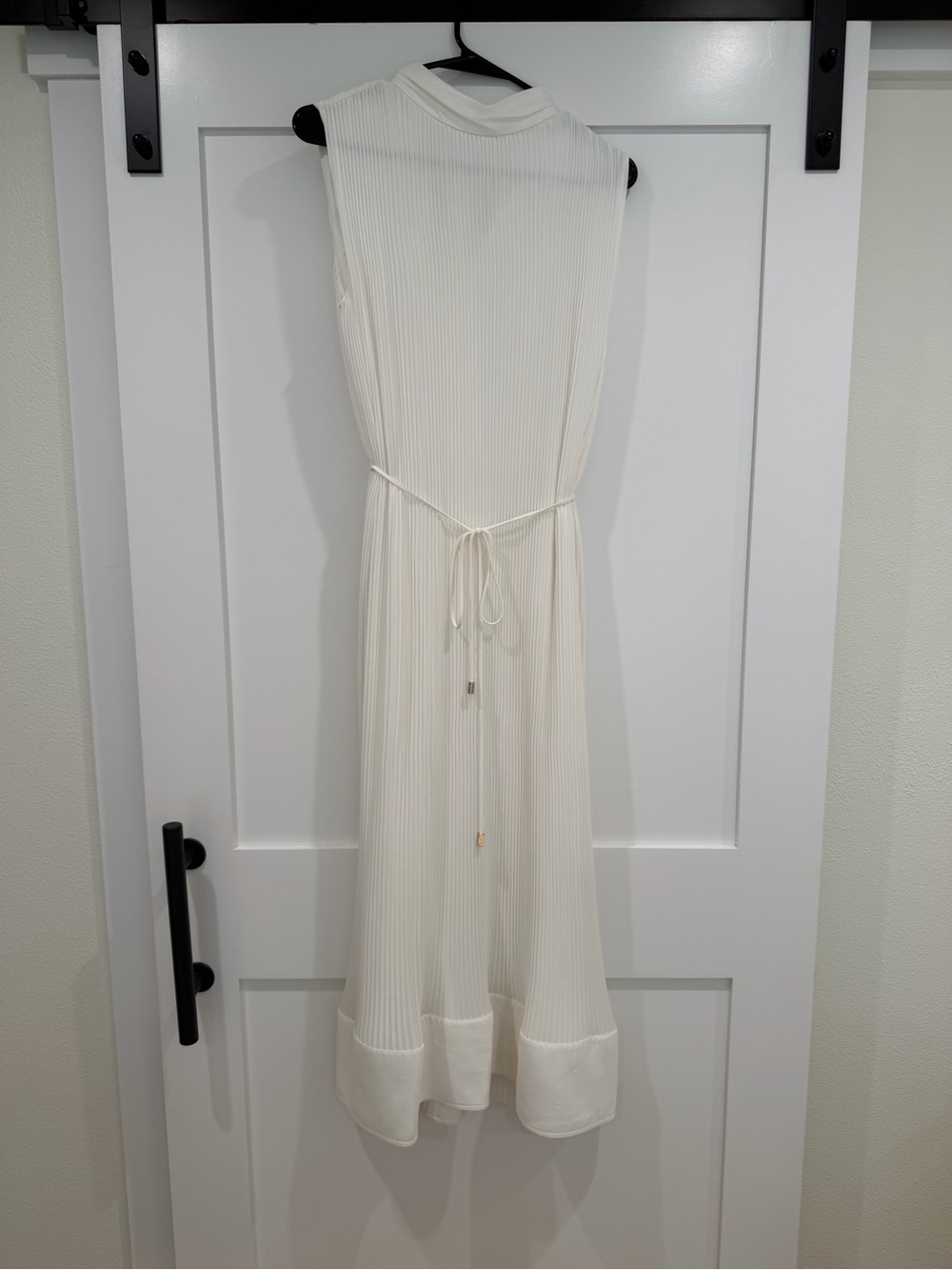 Milly White Pleated Top with Branded Neck Label